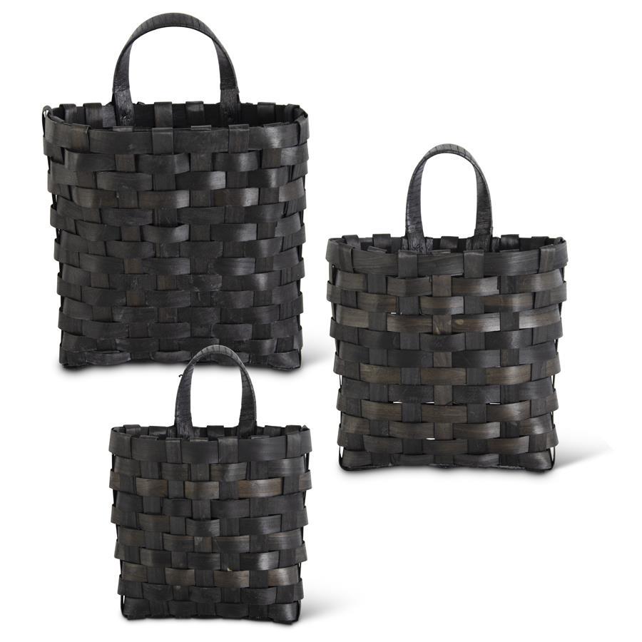 Black Hanging Chip Wood Basket