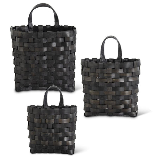 Black Hanging Chip Wood Basket