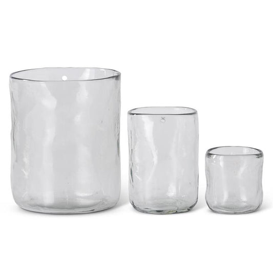 Hand-blown Round Clear Glass Hanging Vase