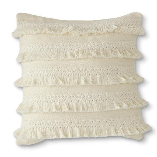 White Cotton Pillow 5 Layers of Fringe
