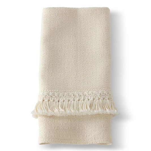 White Cotton Towel with Layers of Fringe