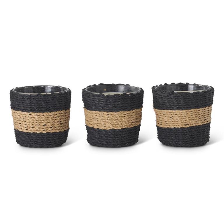 Candles with Black Wicker Sleeve