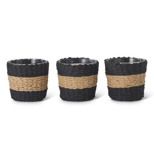 Candles with Black Wicker Sleeve
