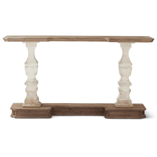 Whitewashed & Gold Distressed Console Table