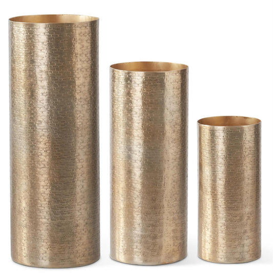 Small Antiqued Gold Cylinder Vase