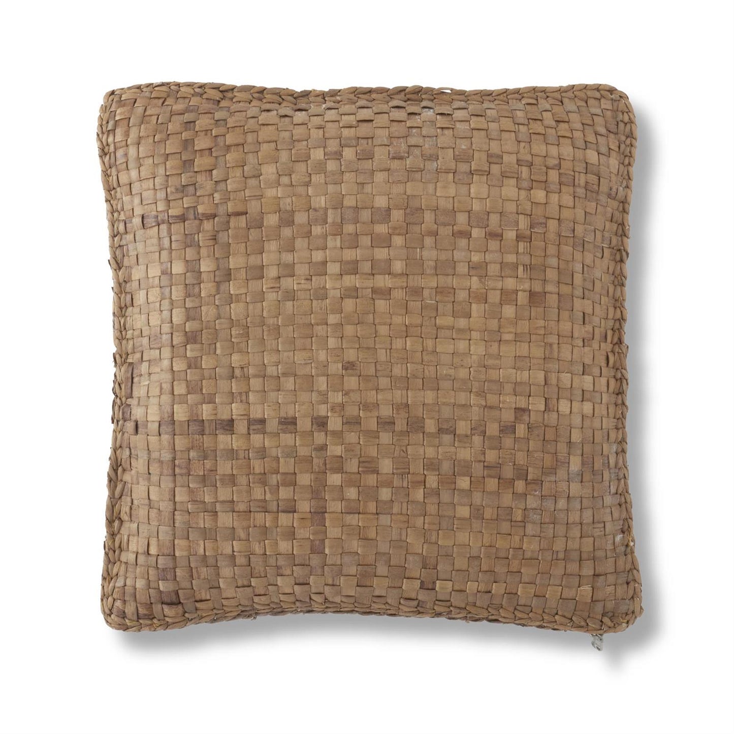 Woven Water Hyacinth Pillow with Braided Piping