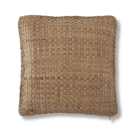 Woven Water Hyacinth Pillow with Braided Piping