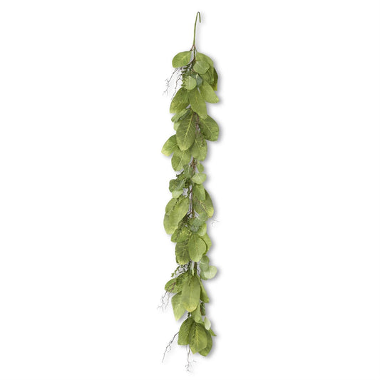 Green Magnolia Leaf Myrtle & Twig Garland 72 Inch