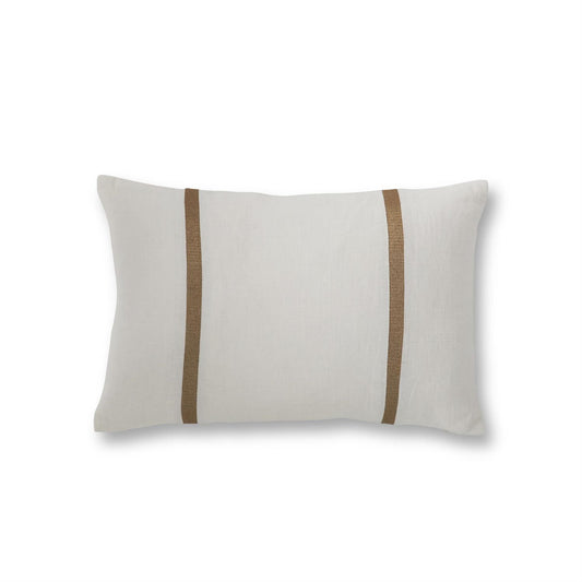 White Linen & Gold Thread Striped Pi