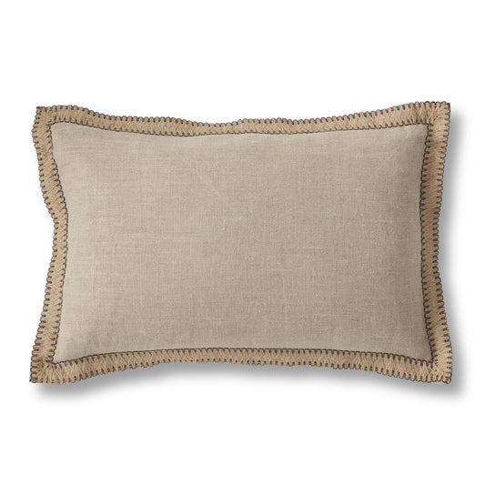 Natural Cotton Jute Flange Lumbar Pillow
