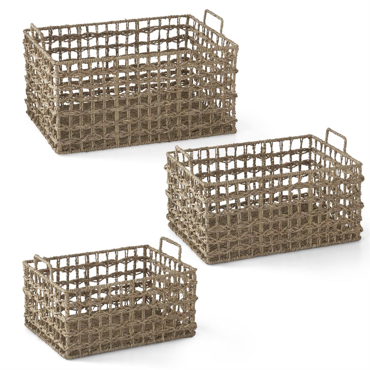 Rectangular Woven Grass Nesting Baskets