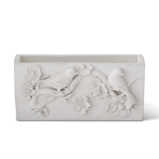 White Resin Rectangular Bird Container