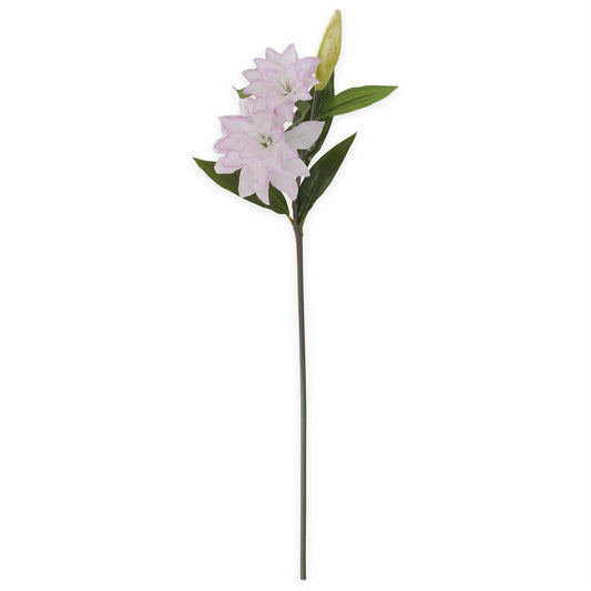 Real Touch 2 Blooms & 1 Bud Lily Stem - Pink