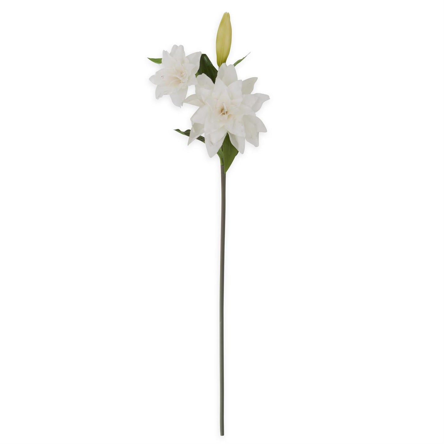 Real Touch 2 Blooms & 1 Bud Lily Stem - White