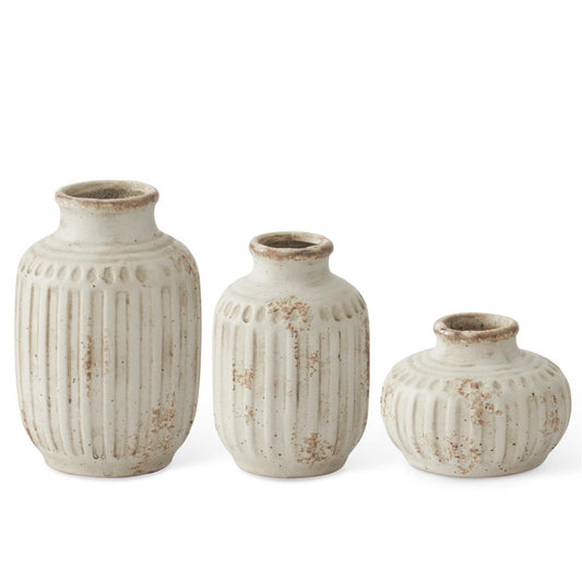 Weathered Cream Ceramic Bud Vases