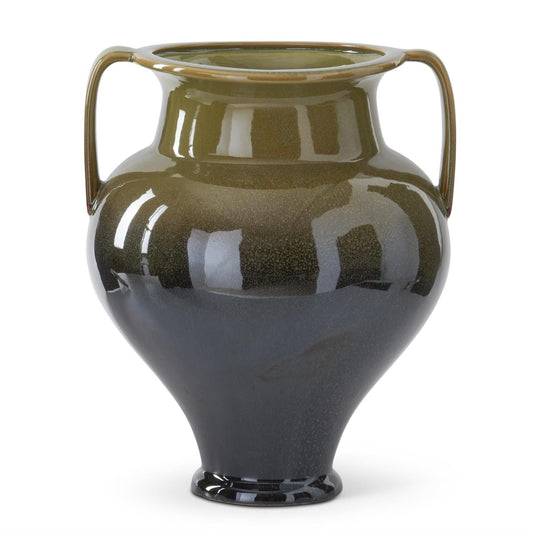 Green & Black Ombre Glazed Ceramic Vase
