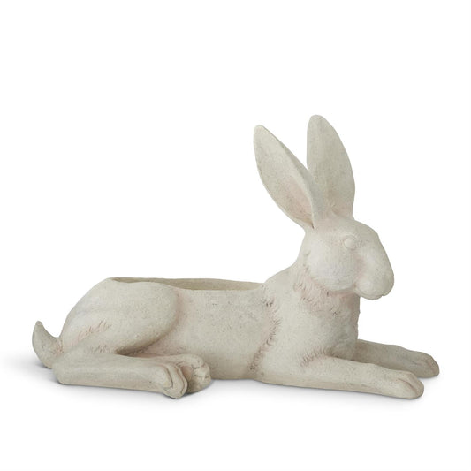Cream Resin Rabbit Container