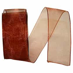 Ribbon - Elegant Woven Sheer Wired Edge, Copper, 1-1/2 Inch, 25 Yards