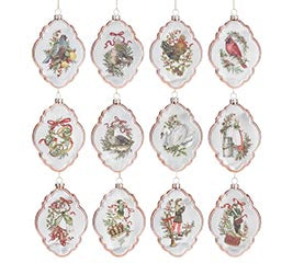 Glass 12 Days of Christmas Ornaments
