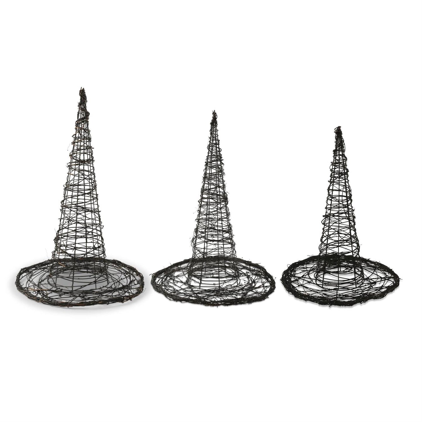 Black Wrapped Twig & Wire Witches Hat