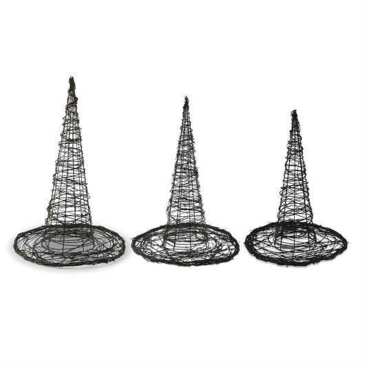 Black Wrapped Twig & Wire Witches Hat
