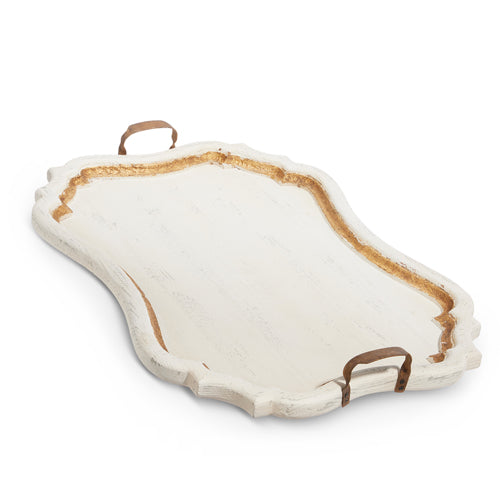Distressed White and Gold Tray