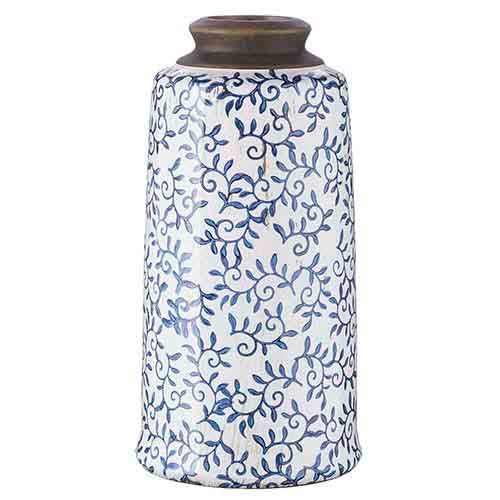 13" Blue Transferware Vase
