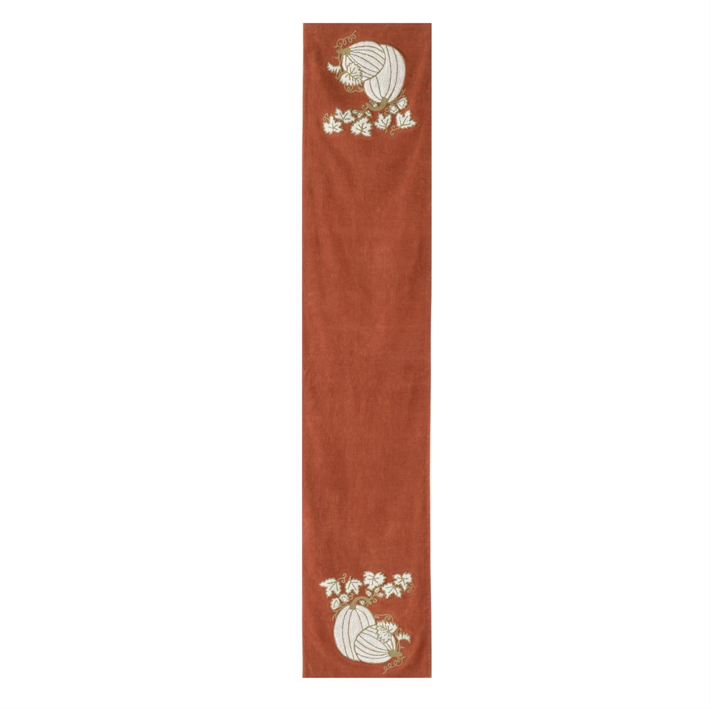 Orange Velvet Pumpkin Embroidered Table Runner