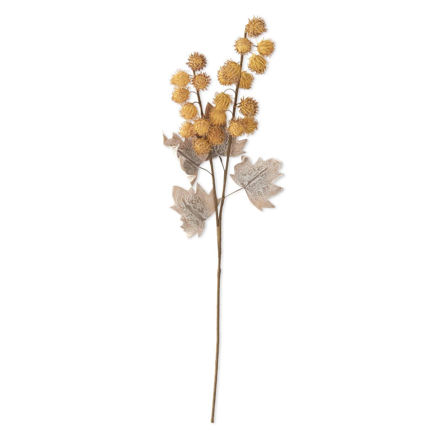 Yellow Eva Pod Spray with Tan Leaves