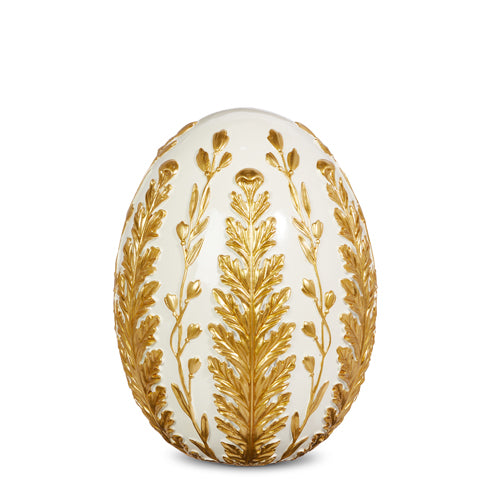 9.75" Cream and Gold Egg