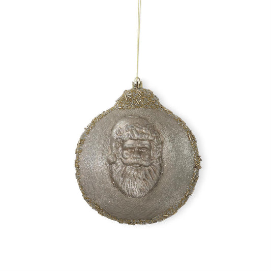 Round Gold Santa Head Shatterproof Ornament