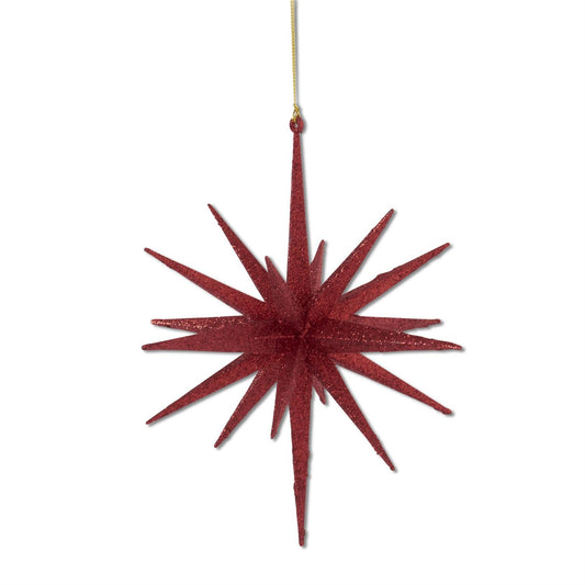 18 Point Red Glitter Star Ornament