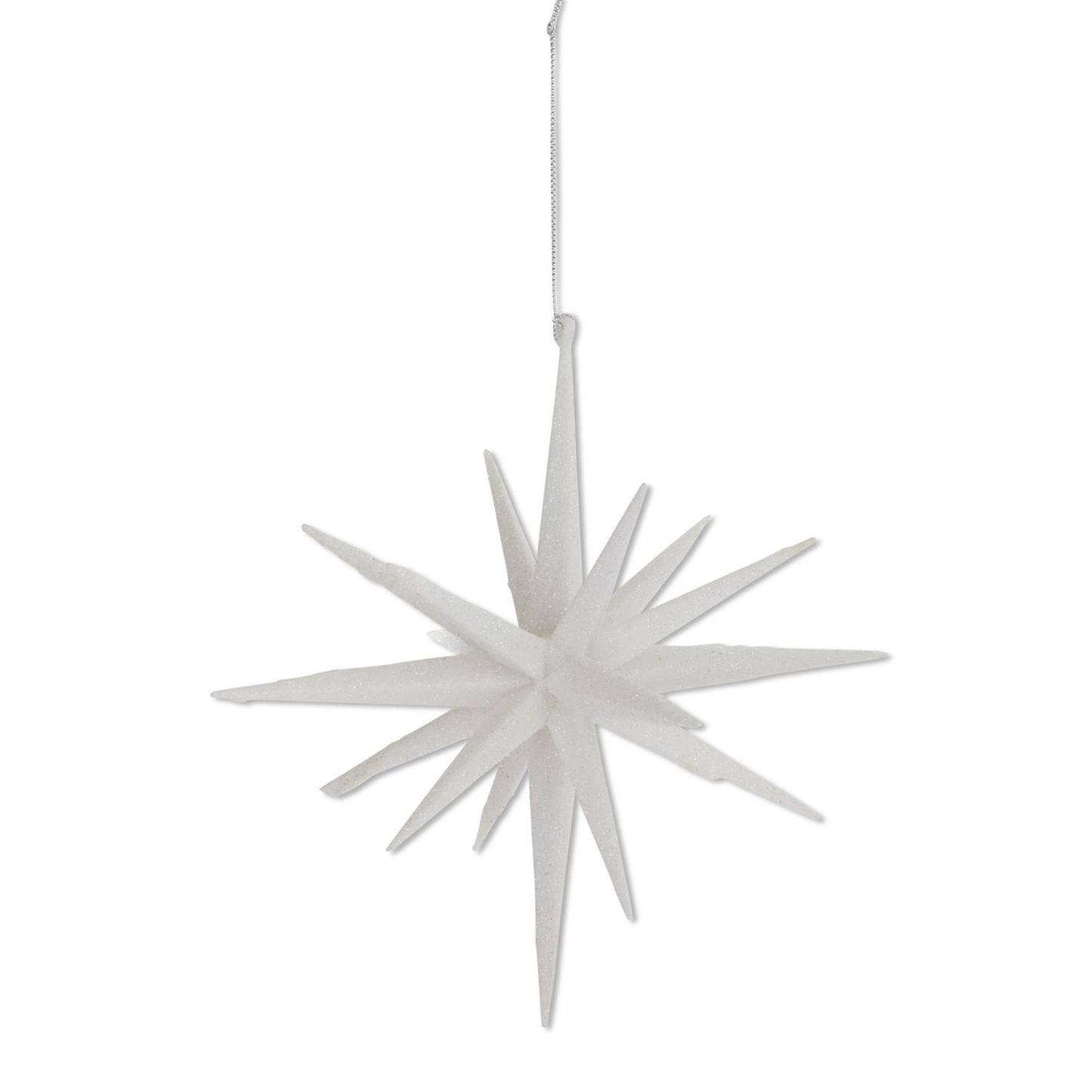 18 point White Glitter Star Ornament