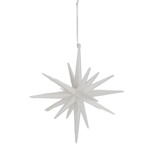 18 point White Glitter Star Ornament