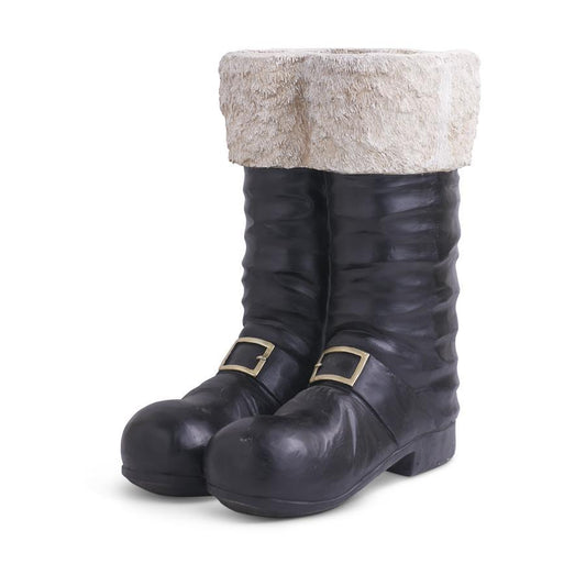 Black & White Resin Santa Boots Container