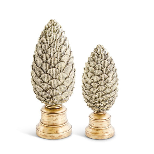Scalloped Gold Glittered Resin Pinecone