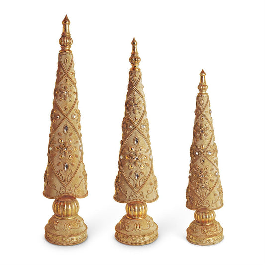 Antique Gold Resin Jeweled Trees