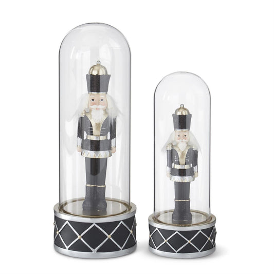 Black & Gold Resin Soldier Under Glass Cloche