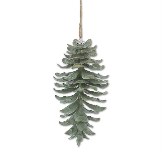 Sage Glittered Shatterproof Pinecone