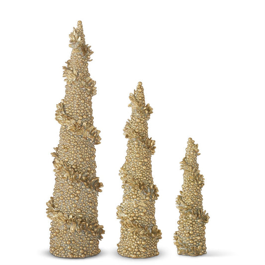 1 Gold Resin Garland Wrapped Bead Trees