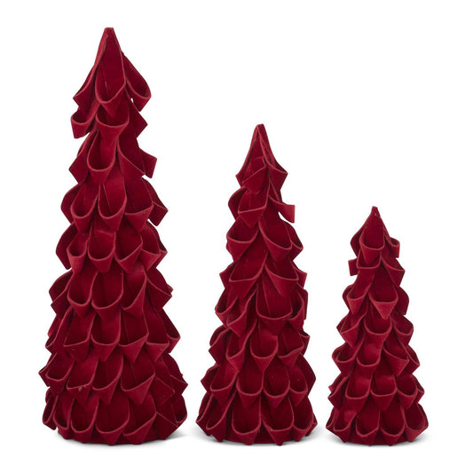 Red Velvet Ribboned Cone Trees