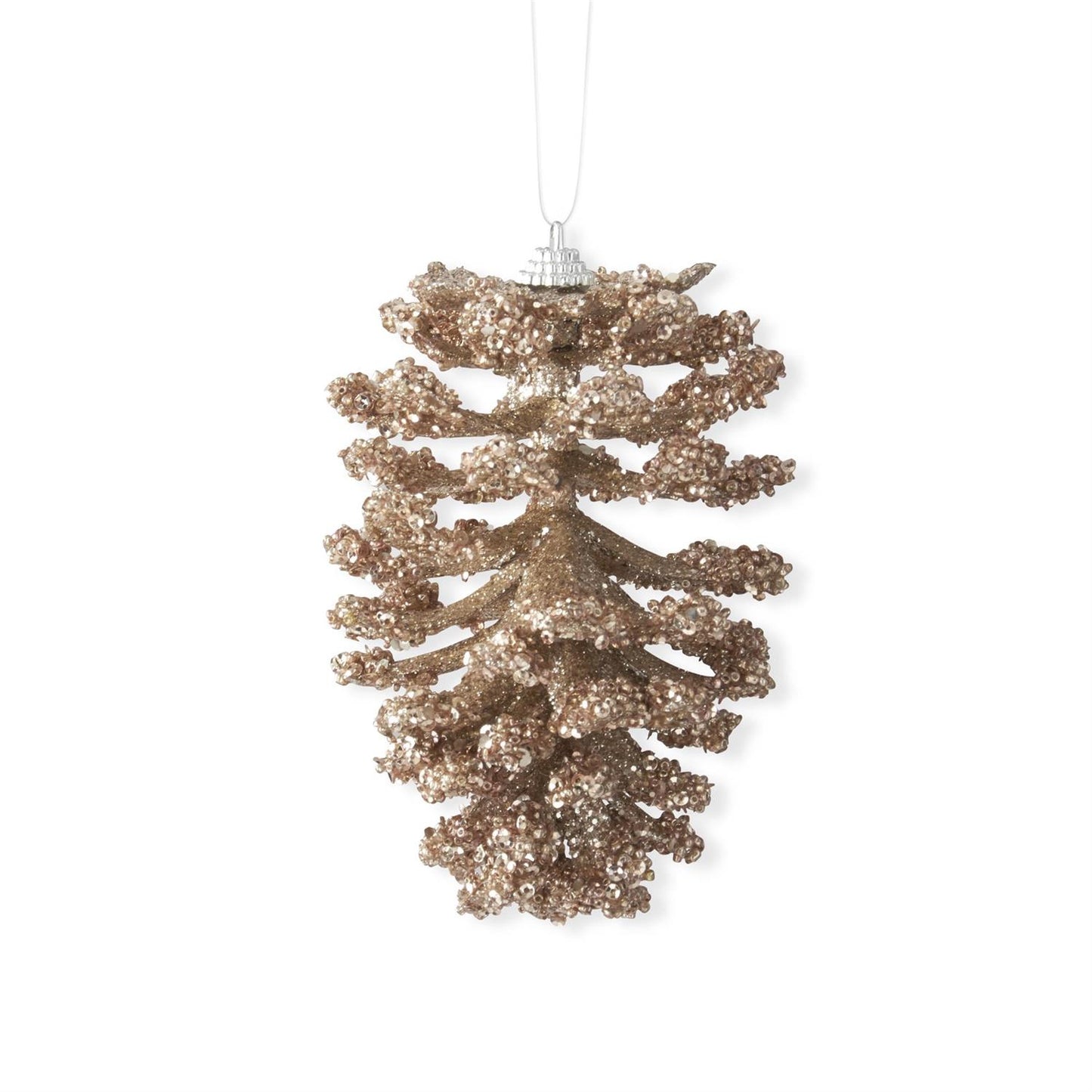 Gold Champagne Sequin Bead Pinecone Ornament