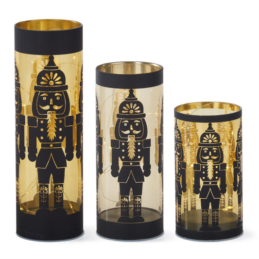Matte Black Glass LED Nutcracker Cylinder