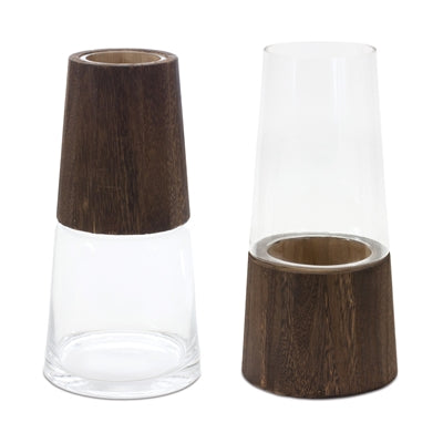 Half Glass Half Wooden Vase