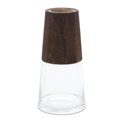 Half Glass Half Wooden Vase