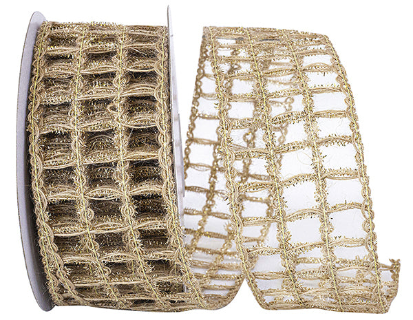 Natural and Gold Grand Jute Box Sparkle Wired Edge