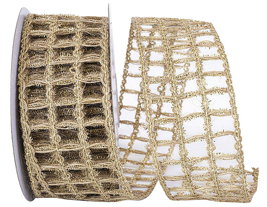 Natural and Gold Grand Jute Box Sparkle Wired Edge