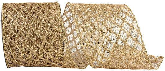 Gold Glitter Mesh Diamond Web Sequin