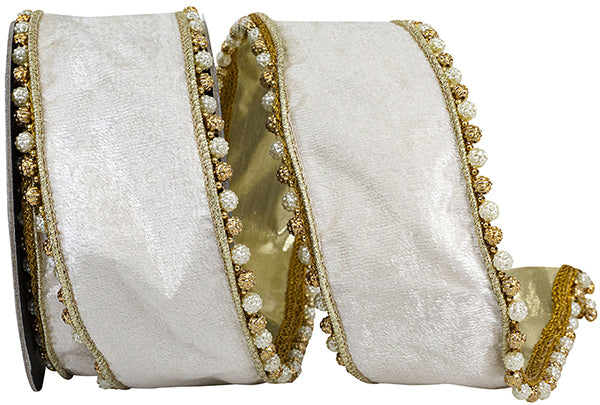 Ivory Velvet Trimming Ornamental Ivory and Gold