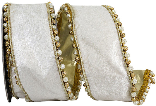 Ivory Velvet Trimming Ornamental Ivory and Gold